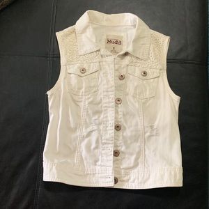 White denim vest
